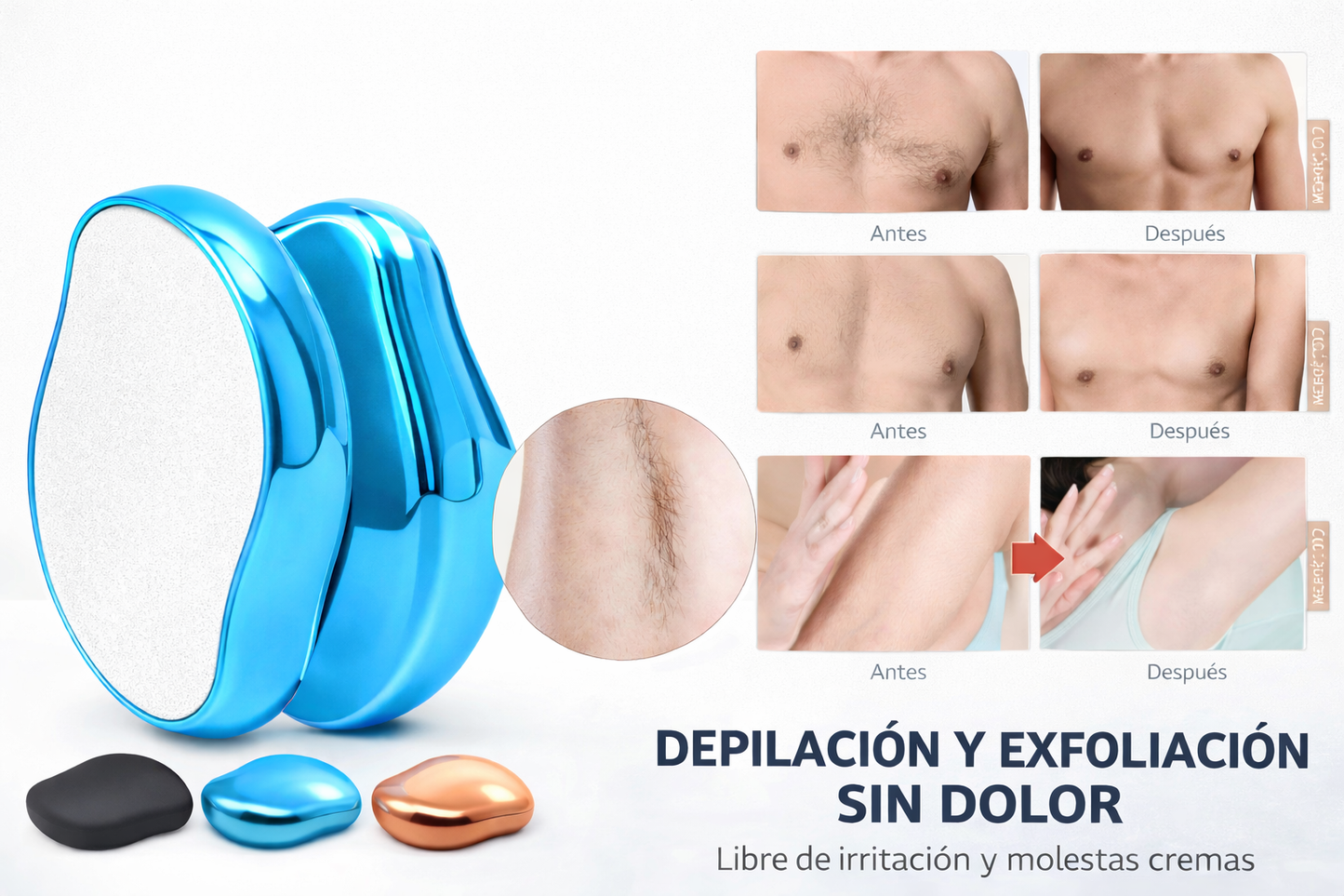 Depilador exfoliante sin dolor cristal